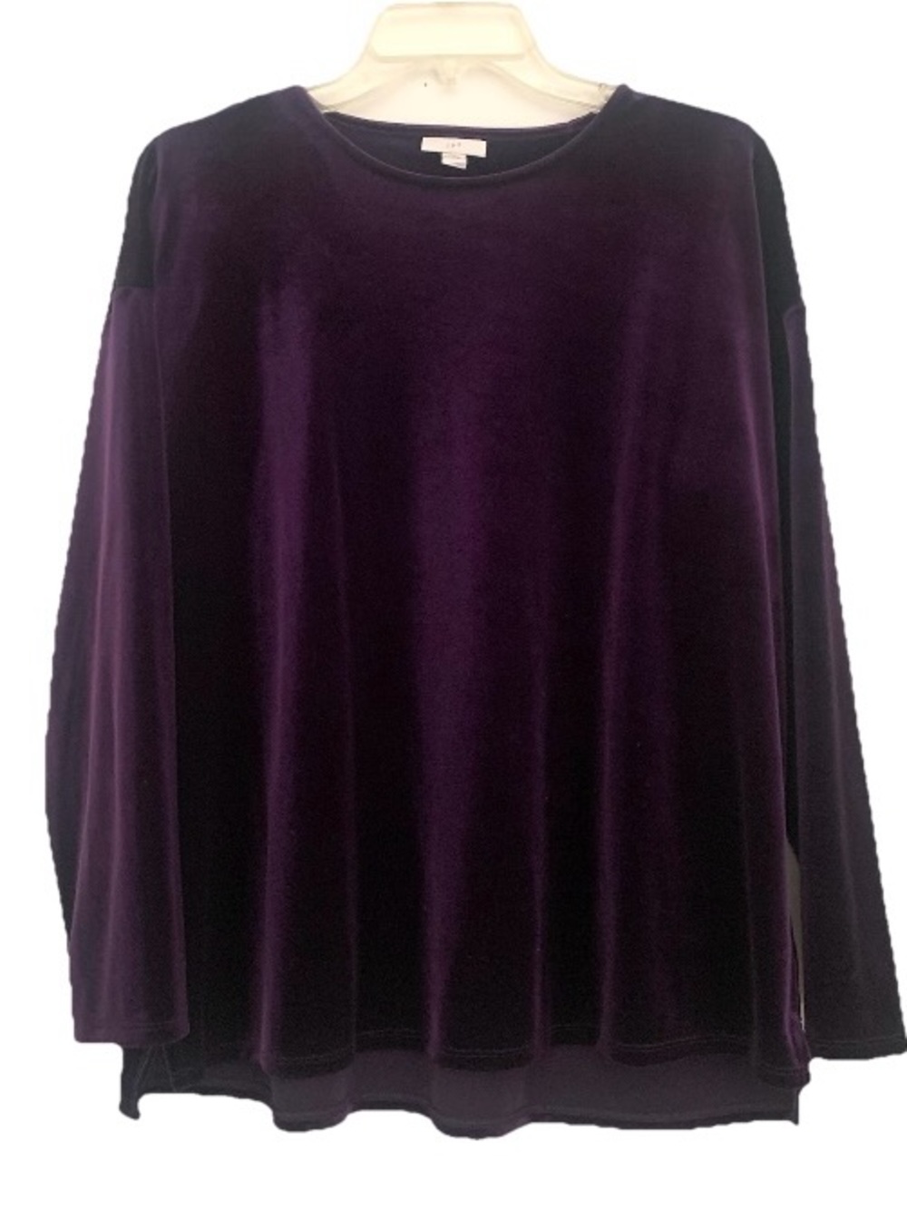 J. Jill Velvet Blouse Women’s Sz L Dark Purple Long Sleeve Stretch Textured Top